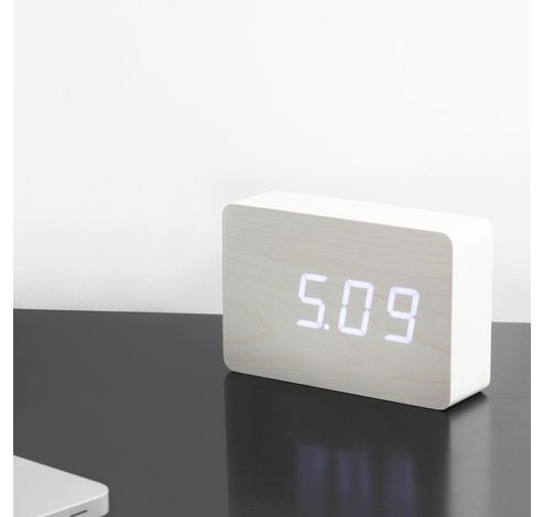 Brick Click Clock White / LED White  Gingko