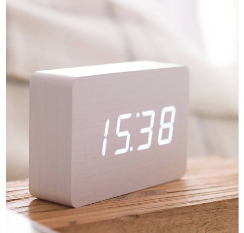 Brick Click Clock White / LED White  Gingko