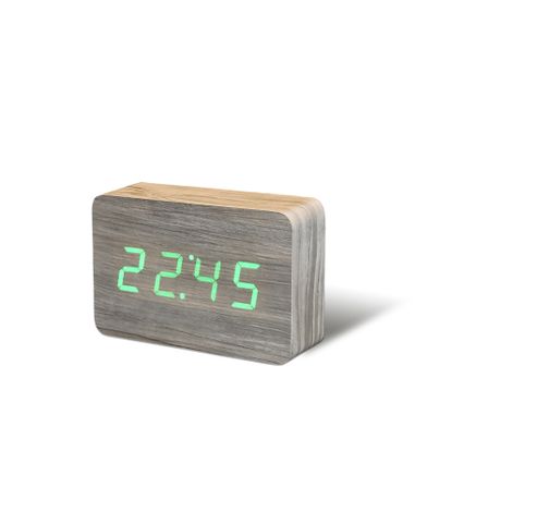 Brick Click Clock Ash / LED Green  Gingko