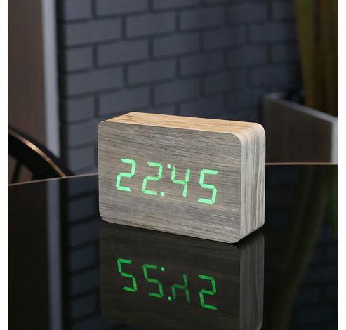 Brick Click Clock Ash / LED Green  Gingko