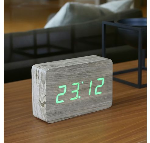 Brick Click Clock Ash / LED Green  Gingko