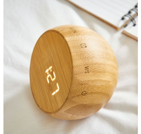 Tumbler Click Clock Natural Bamboo Wood  Gingko