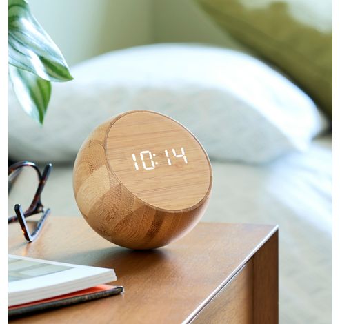 Tumbler Click Clock Natural Bamboo Wood  Gingko