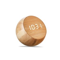 Gingko Tumbler Click Clock Natural Bamboo Wood 