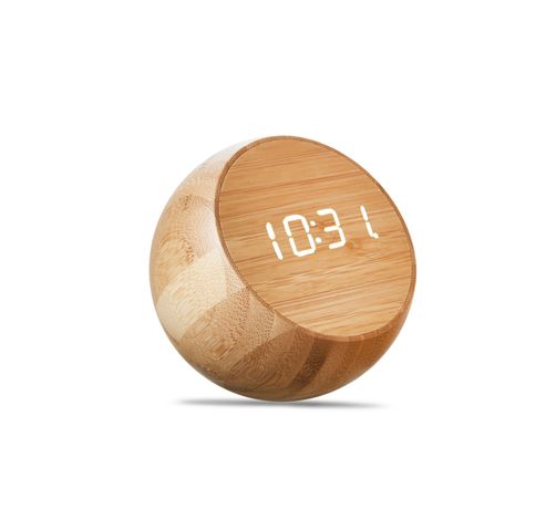 Tumbler Click Clock Natural Bamboo Wood  Gingko