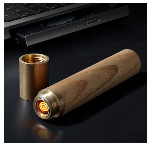 Flameless Element Lighter Natural White Ash Wood  Gingko