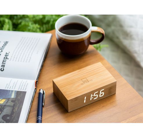 Flip Click clock natural Bamboo  Gingko