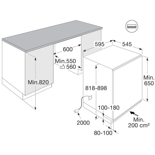 KKO682 Réfrigérateur porte-à-porte sous-structure 82cm 