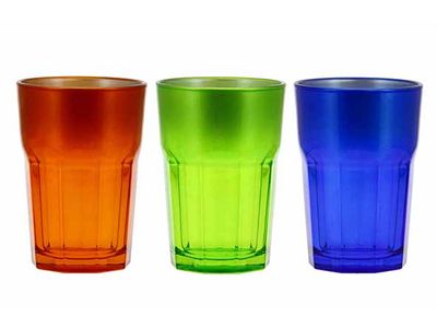 New Hollywood Waterglas Set3 38cl Oranje-groen-blauw