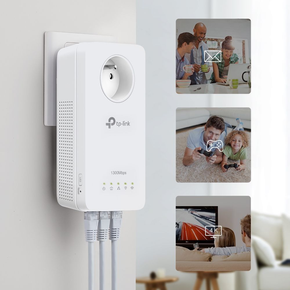 TP-link WiFi-repeater AV1300 Gigabit Powerline ac Wi-Fi Kit met Stopcontact