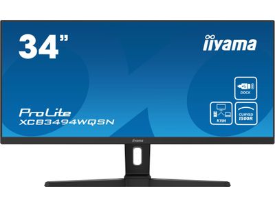 PROLITE 34inch UWQHD curved VA-paneel met USB-C Dock, KVM switch en 15cm in hoogte verstelbare voet