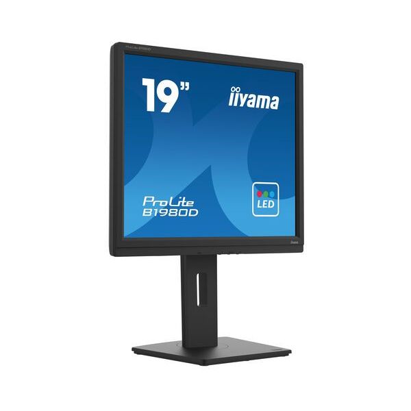 Iiyama Prolite 19inch betrouwbare LED-backlit monitor met in hoogte verstelbare voet, ontworpen voor zakelijk gebruik Zwart