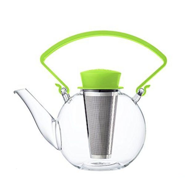 QDO theepot uit glas met clip handvat Tea 4 U groen 1L 