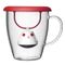 QDO thee infuser met mok uit glas Birdie Swing Nest rood 400ml 