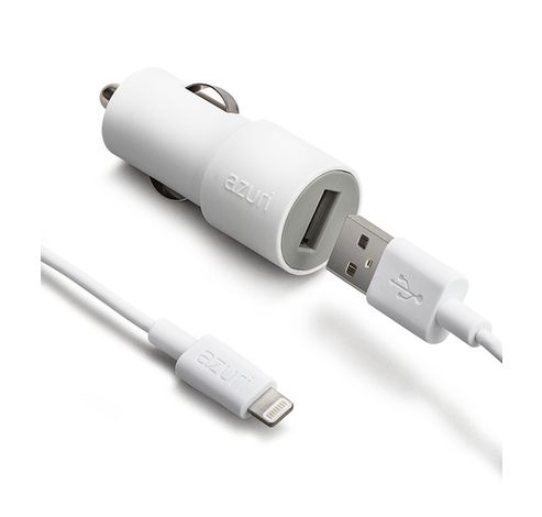 Autolader Met Apple Lightning Connector - Wit  Azuri