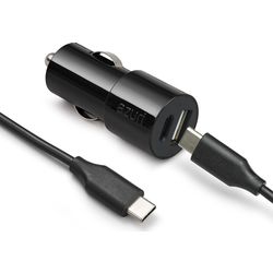 Azuri Car charger dual 1x usb-c 1x usb-a 18w black 