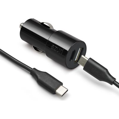 Car charger dual 1x usb-c 1x usb-a 18w black 