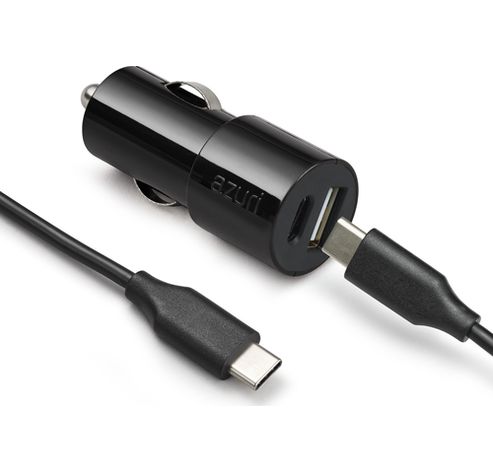 Car charger dual 1x usb-c 1x usb-a 18w black  Azuri