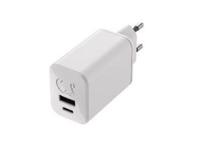 USB + USB-C Mini Charger 65W PD GaN Ice Grey