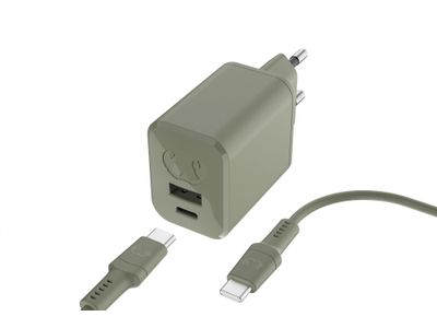 USB + USB-C Mini Charger 45W PD + USB-C Dried Green