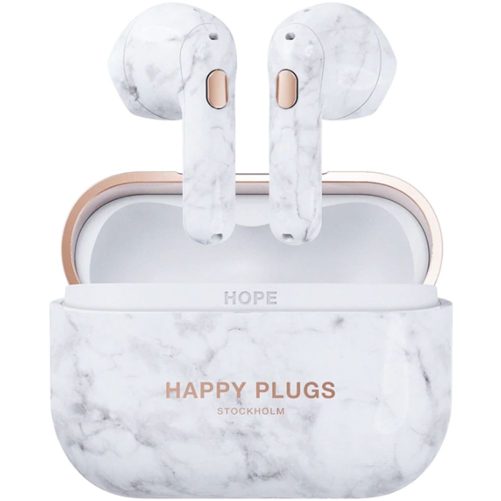 Happy Plugs Hoofdtelefoon - oortjes Hope in ear white marble