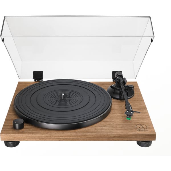 Audio-Technica AT-LPW40WN Handmatige platenspeler met houten voetplaat en riemaandrijving