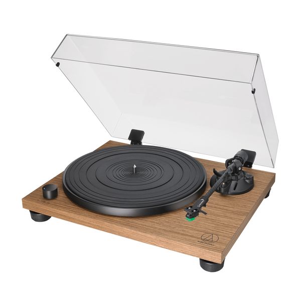 Audio-Technica AT-LPW40WN Handmatige platenspeler met houten voetplaat en riemaandrijving