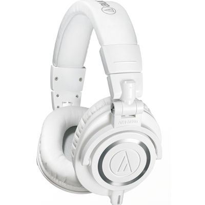 Professional Studio Monitor Headphones (with coiled cable) ATH-M50WH  Audio-Technica