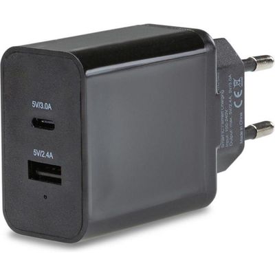 Mobilize smart travel charger dual usb 5.4a with usb-c black 