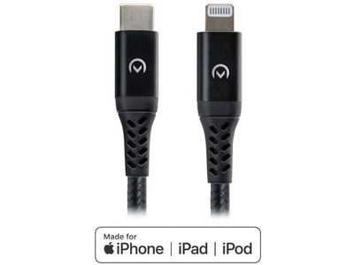 Nylon braided fast cable usb-c 2 mfi lightning 60w 1m black