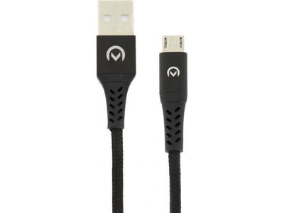 Nylon braided cable micro usb 2.4a 20cm. Black