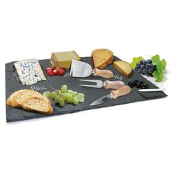 Nerthus Planche à fromage ardoise avec craie et 3 utilles à servire 