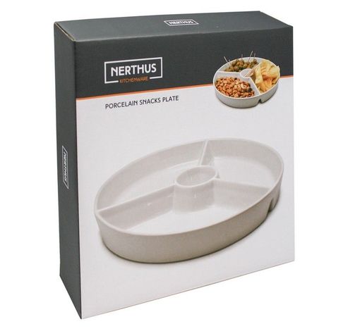 Serveerbord met verdeling snack porselein 20cm  Nerthus