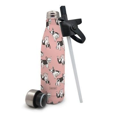 Drinkfles 1 inox deksel + 1 deksel met rietje hond (warm en koud)  Nerthus