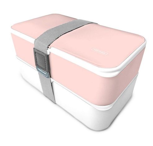 Lunchbox roze 2 vakken + bestek  Nerthus