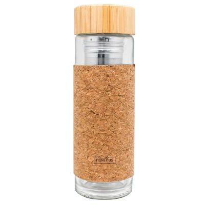 Theefles glas met kurk + filter 300ml  Nerthus