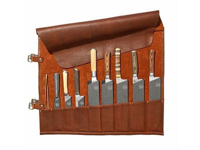 Messenrol 9 messen runderleer Cognac/Cognac