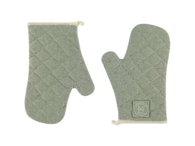 Ovenwanten gerecycleerd katoen Pistachio set van 2