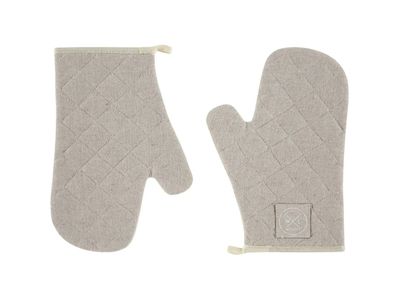 Ovenwanten gerecycleerd katoen Sand set van 2