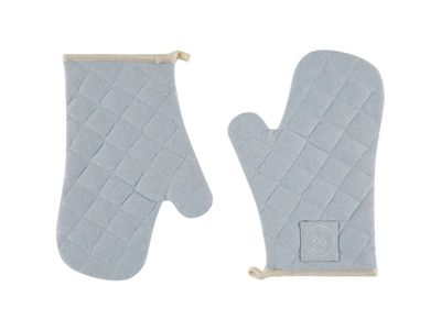 Ovenwanten gerecycleerd katoen Sky Blue set van 2