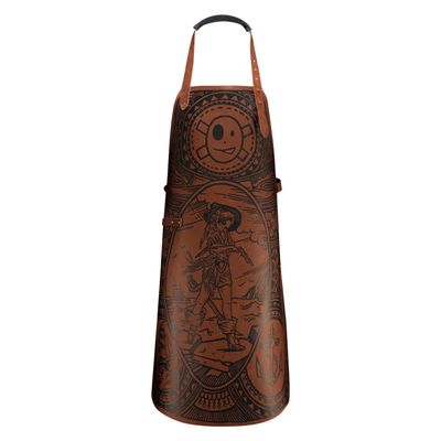 Buccanian Girl Getatoeëerd leren schort (limited edition) Cognac/cognac  Witloft