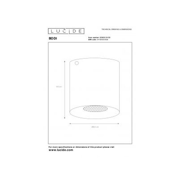 Lucide Bodi Plafondlicht Rond Zwart 09100/01/30