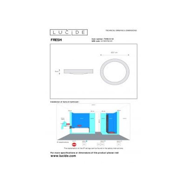 Lucide Fresh Plafonnier Ip44 1X E27 D27Cm 79158/01/12