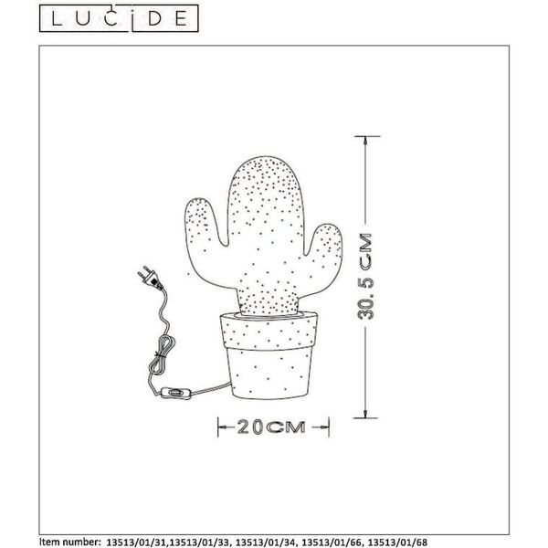 Lucide CACTUS - Tafellamp - Ø 20 cm - E14 - Roze