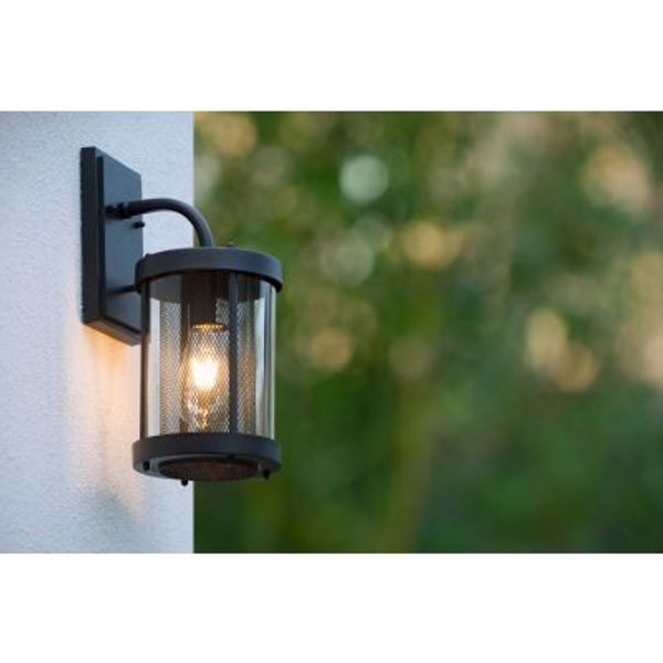 Lucide MAKKUM - Wandlamp Buiten - E27 - IP23 - Zwart