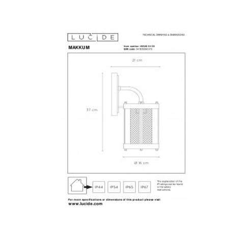 MAKKUM - Wandlamp Buiten - E27 - IP23 - Zwart  Lucide