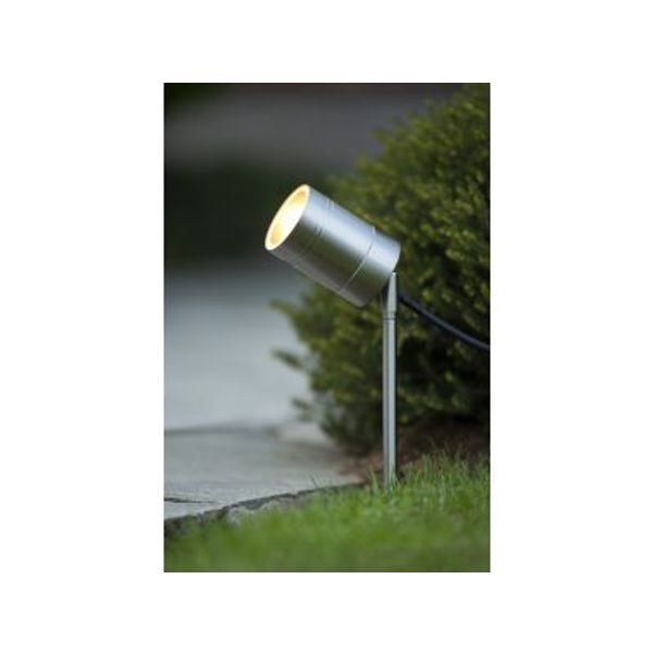 Lucide ARNE-LED - Tuinspot Buiten - Ø 6,3 cm - LED - GU10 - 1x5W 2700K - IP44 - Mat chroom