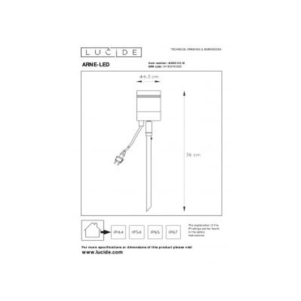 Lucide ARNE-LED - Tuinspot Buiten - Ø 6,3 cm - LED - GU10 - 1x5W 2700K - IP44 - Mat chroom