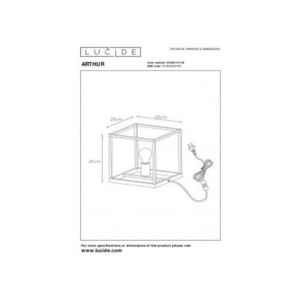 Lucide ARTHUR - Tafellamp - E27 - Zwart