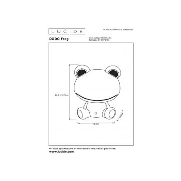 Lucide DODO FROG TAFELLAMP LED 3W GROEN 71592/03/85